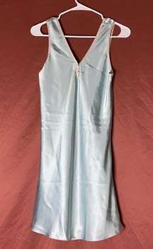 VINTAGE BLUE SATIN SLIP DRESS