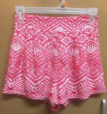 Pink Printed High Waisted Shorts