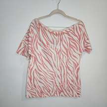 NWT N:Philanthropy Austin Tee Boatneck Women Medium Slate Tropical Zebra Top