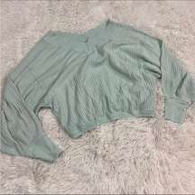 We the free mint green crop waffle knit Xs