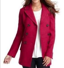 Loft Pink Wool Blend Pea Coat