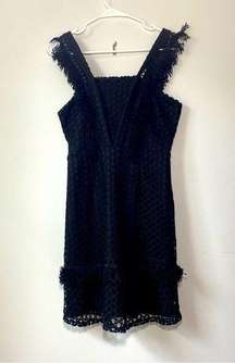 Shilla Black Lace Fringe Mini Dress