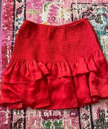 Red smocked skirt