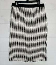 Alfani White and Black Checked Straight Pencil Skirt Elastic Waist Size M