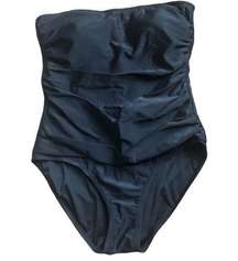 DKNY Black Bandeau Malliot 1PC Swimsuit Strapless Padded Bra Sz. XL Swim