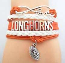 New Womens UT Texas Longhorns Multi-Cord Orange & White Infinity Bracelet