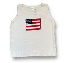 Vintage Village Sport Knit Sweater Vest White Red American Flag Side Button