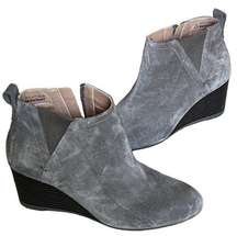 Vionic Ankle Boots Womens 7 Gray Paloma Suede Wedge Heel Bootie Comfort Shoes