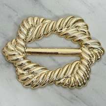 Vintage Metallic Gold Plastic Scarf Slide Shirt Tie Bar Belt Buckle