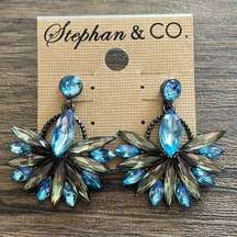 Stephan & Co blue rhinestone earrings