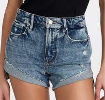 Good American Good Curve High Rise Stretch Denim Cutoff Shorts size 00