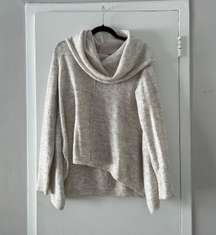 Cowl Neck White Marble Sweater