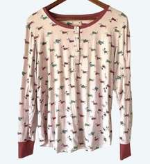 Kate Spade Pajama Top Only Pink Dachshund Medium