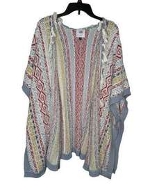 Cabi Love Carol Women's Top Siesta Knit Poncho Boho Fringe Sweater Cardigan XS