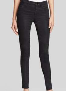 Elie Tahari Azella Skinny Waxed Light Coated Denim Jeans Black Women’s size 0