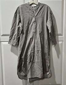Mer sea Essential Gray Lightweight Cotton Shirt Dress Coastal Size S/M