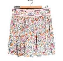 NWT Rachel Zoe Floral Mini Skirt With Contrasting Band Preppy Pleats Size Large