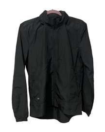 Black Zip-Up Jacket w/ Hidden Hood & Zip Pockets (Size S)