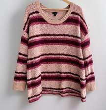 Striped Sweater Boucle Cozy Knit Pullover Womens Size 2X Multicolor