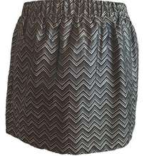 Pim +Larkin Mini Skirt Silver Black Silver Metallic Chevron Stripe Festive Party