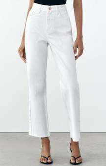 White High Rise Straight Leg Jeans