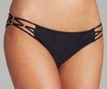 NEW Pilyq Onyx Black Braided Teeny Bikini Swim Bottoms