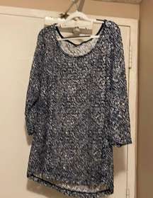 NWOT JM Collection Bathing Suit cover up XL or tunic Navy & White