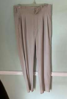 Athleta Skyline Pant II Tan Women's 8 Tall High Rise Tapered Leg Tie Pockets