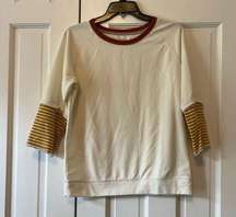 Striped 3/4 Sleeve Colorblock Sweatshirt Size Small