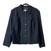 Talbots Vintage 100% Wool Button Front Blazer in Black Plus Size 20W
