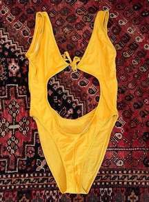 Yellow monokini one piece swimsuit