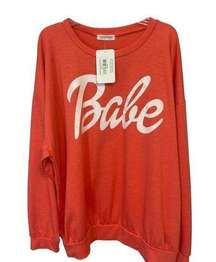 Kenzie Parker boutique NEW oversized coral Babe sweatshirt size Large