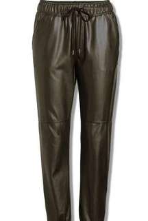 David Lerner Vegan Leather Ankle Cropped Pants