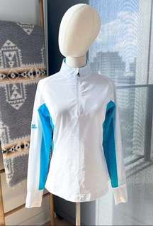 FootJoy Sport Mid Later White Aqua 1/2 Zip Pullover Top Women’s Small