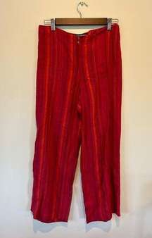 Company Ellen Tracy womens red striped linen pants size 4