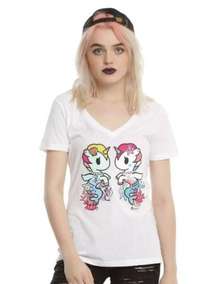 Tokidoki Mirrored Mermicorno White Graphic T-Shirt Size XL EUC #0045