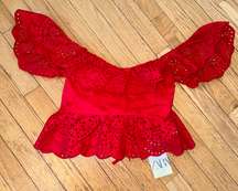 Red Lace Crop Top