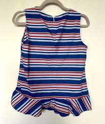 Tommy Hilfiger Peplum Top SMALL red Blue nautical Striped Sleeveless