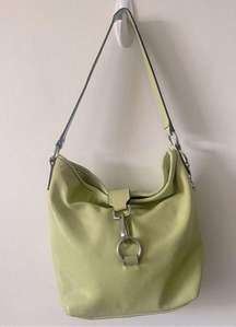 Vintage 90s Genuine Leather Pastel Green Shoulder Bag