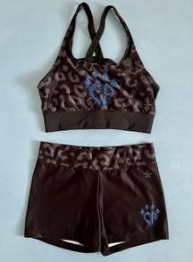 Cheer Athletics  Black Cheetah Rhinestone Sports Bra & Shorts Set