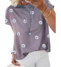 Gray Daisy print floral top size medium