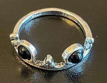 Black  S925 silver crown ring size 7