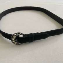 Cresent moon buckle velvet black belt Sz S accessory