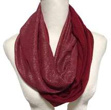 CHIC Infinity Scarf Red Silver Sparkle Contrasting Fabric Viscose