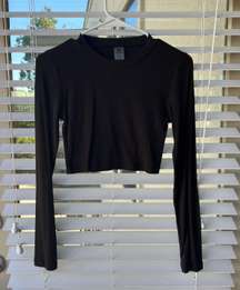 Black Long Sleeve Crop Top