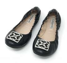 Ballet Flats Shoes size 5.5 Black LK Bennett Rosette Logo