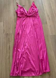 Hot Pink Satin Maxi Dress