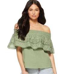 women’s green off the shoulder top by