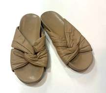 KAANAS Natural Nude Leather Knotted
Slide Sandals Size 7