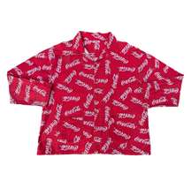Vintage Coca Cola Red AOP Pajama Button Up Long Sleeve T-shirt